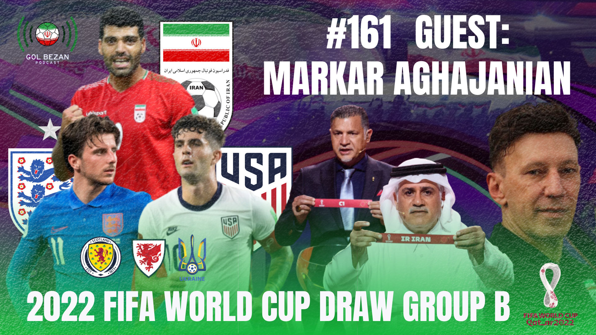 Group B: IRAN with ENGLAND, USA, SCOTLAND/WALES/UKRAINE | 2022 FIFA World Cup Draw